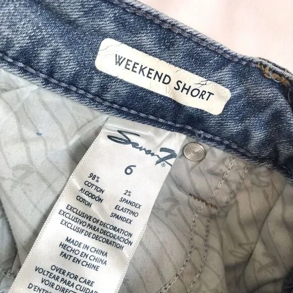 Seven7 Seven Denim Weekend Shorts Women 6 Blue Stretch Bling Stars Patriotic USA - Picture 8 of 12